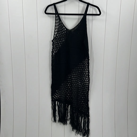 🆕Mystree Crochet Fringe Cover Up Dress Black Lightweight S, M & Large - Picture 8 of 8